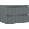 Mexen Rivel bathroom cabinet under sink 70 cm with countertop, 2 drawers, grooved, matte graphite - 91A20-07047-2-BFFC66