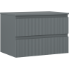 Mexen Rivel bathroom cabinet under washbasin 70 cm with countertop, 2 drawers, fluted, matte graphite - 91A20-07047-2-BFFC66