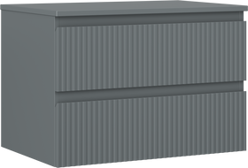 Mexen Rivel bathroom cabinet under washbasin 70 cm with countertop, 2 drawers, fluted, matte graphite - 91A20-07047-2-BFFC66