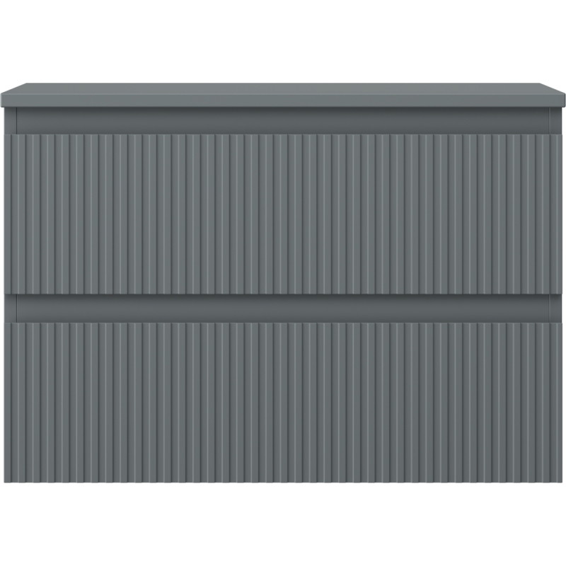Mexen Rivel bathroom cabinet under washbasin 70 cm with countertop, 2 drawers, fluted, matte graphite - 91A20-07047-2-BFFC66