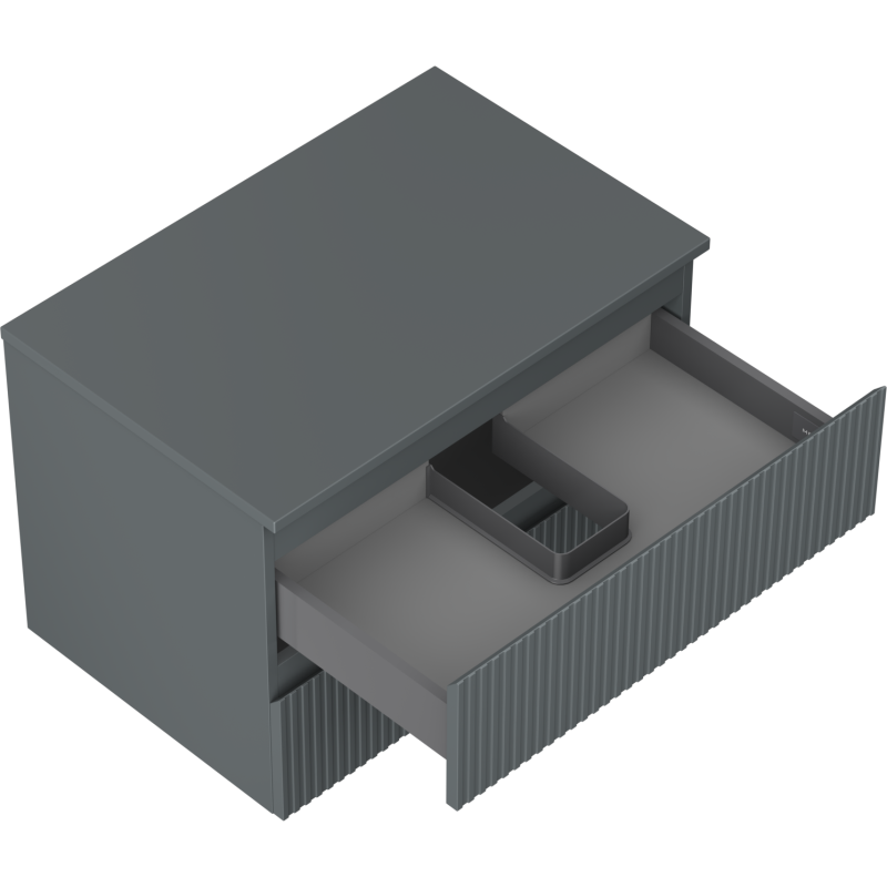 Mexen Rivel bathroom cabinet 70 cm with countertop, 2 drawers, grooved, matt graphite - 91A20-07047-2-BFFC66