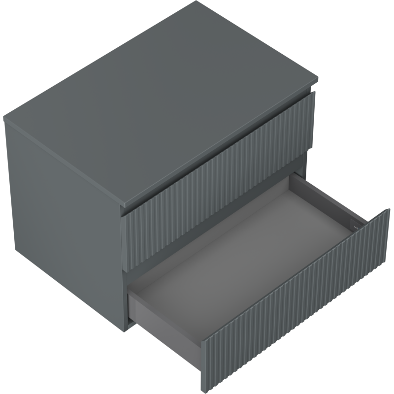 Mexen Rivel bathroom cabinet 70 cm with countertop, 2 drawers, grooved, matt graphite - 91A20-07047-2-BFFC66