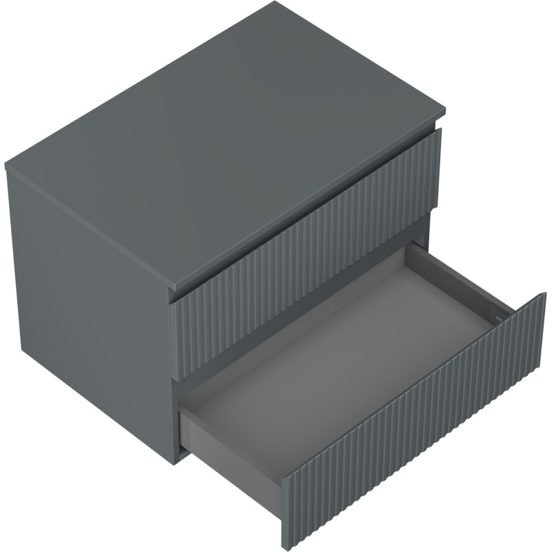 Mexen Rivel bathroom cabinet under washbasin 70 cm with countertop, 2 drawers, fluted, matte graphite - 91A20-07047-2-BFFC66