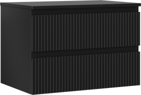Mexen Rivel bathroom cabinet under sink 70 cm with countertop, 2 drawers, fluted, black matte - 91A20-07047-2-BFFC71