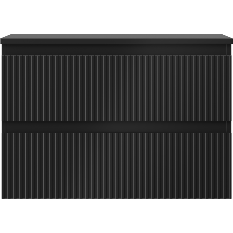 Mexen Rivel bathroom cabinet under the sink 70 cm with countertop, 2 drawers, grooved, black matt - 91A20-07047-2-BFFC71