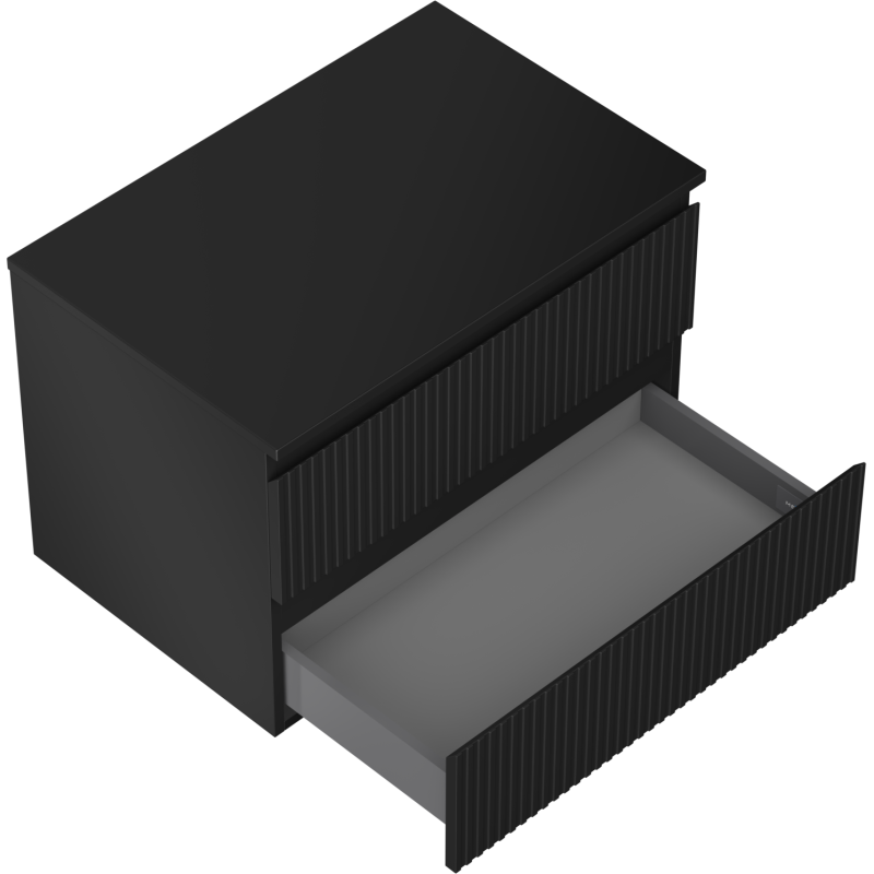 Mexen Rivel bathroom cabinet under the sink 70 cm with countertop, 2 drawers, grooved, black matt - 91A20-07047-2-BFFC71