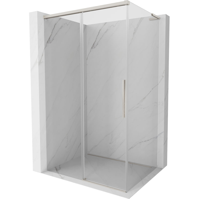 Mexen Rox L Sliding Shower Cabin 95 x 80 cm, Transparent, Brushed Nickel - 8C2L-095-080-97-00