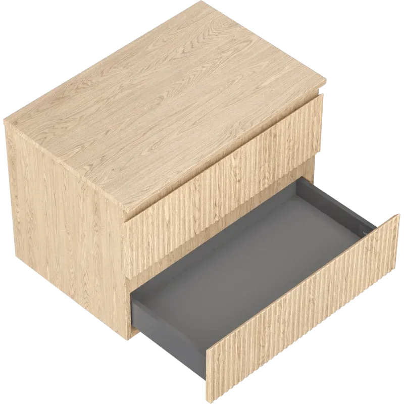 Mexen Rivel 70 cm Under-Sink Bathroom Cabinet with Countertop, 2 Drawers, Grooved, Oak - 91A20-07047-2-BFFC81