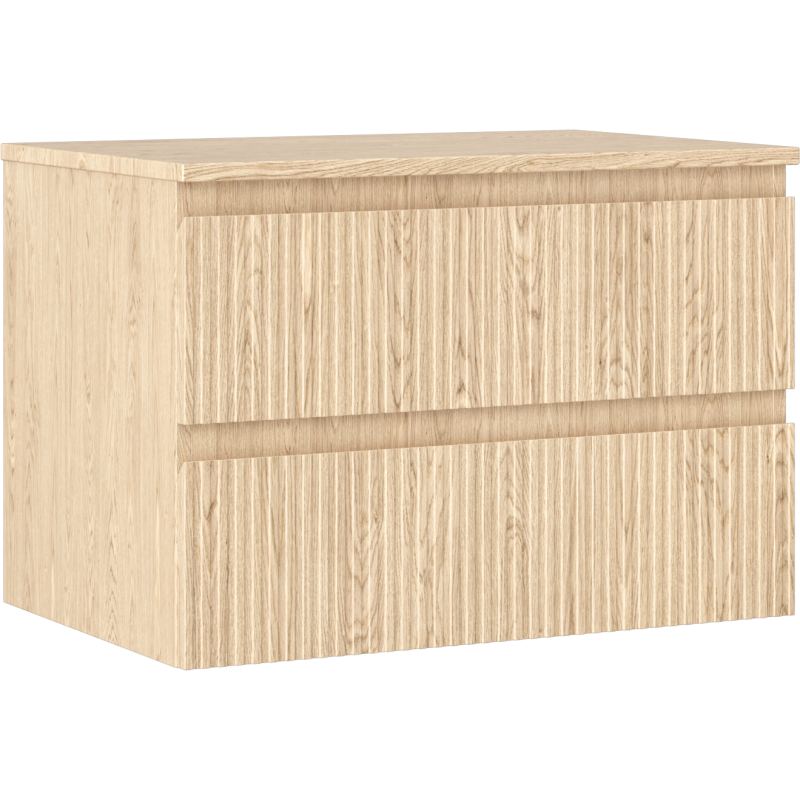 Mexen Rivel bathroom cabinet under sink 70 cm with countertop, 2 drawers, grooved, oak - 91A20-07047-2-BFFC81