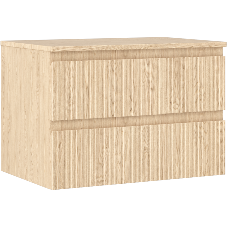 Mexen Rivel 70 cm Bathroom Cabinet with Countertop, 2 Drawers, Fluted, Oak - 91A20-07047-2-BFFC81