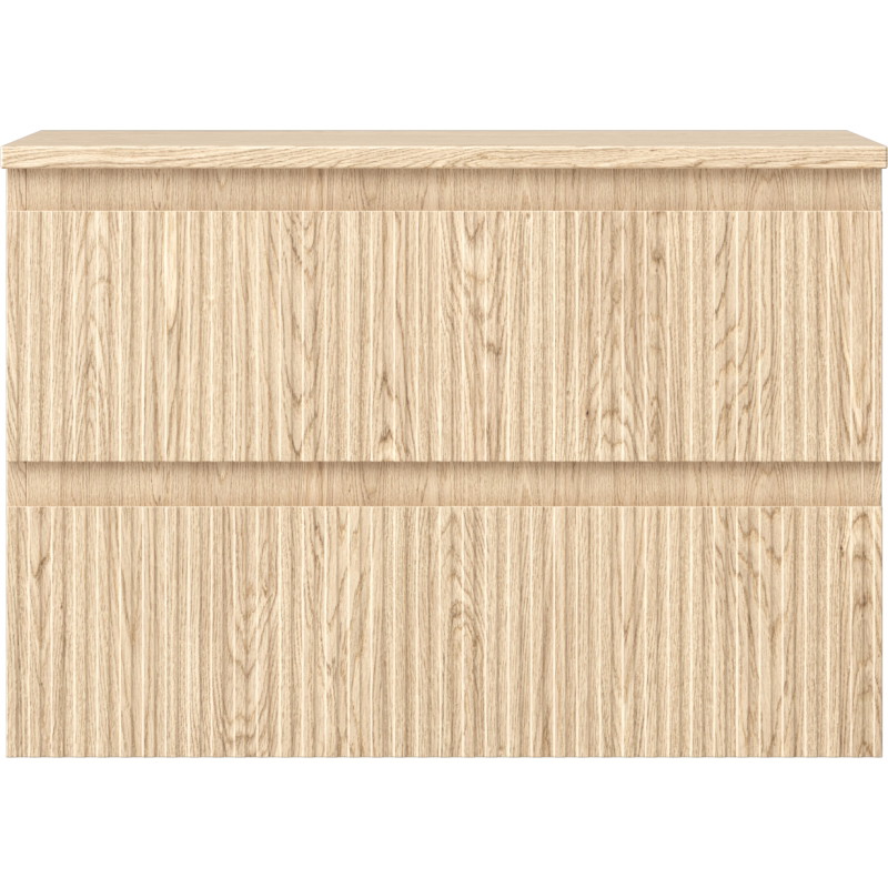 Mexen Rivel 70 cm Bathroom Cabinet with Countertop, 2 Drawers, Fluted, Oak - 91A20-07047-2-BFFC81