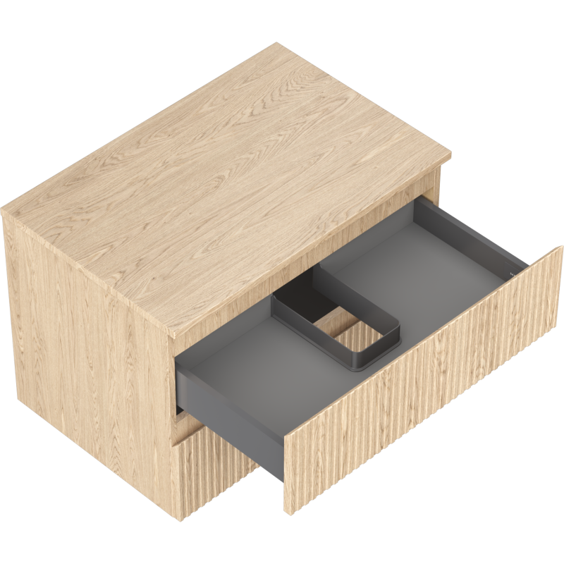 Mexen Rivel 70 cm Under-Sink Bathroom Cabinet with Countertop, 2 Drawers, Grooved, Oak - 91A20-07047-2-BFFC81