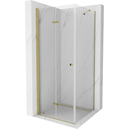 Mexen Lima folding shower cabin 90 x 90 cm, transparent, gold - 856-090-090-50-00