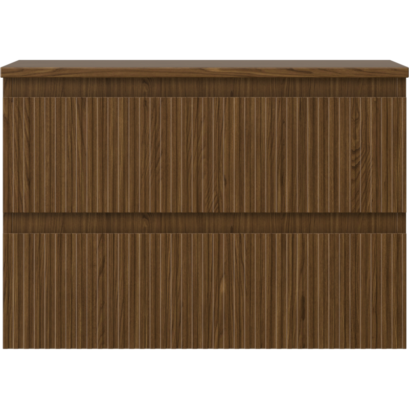 Mexen Rivel bathroom cabinet for washbasin 70 cm with countertop, 2 drawers, grooved, walnut - 91A20-07047-2-BFFC86