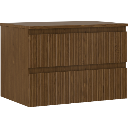 Mexen Rivel bathroom cabinet with countertop 70 cm, 2 drawers, grooved, walnut - 91A20-07047-2-BFFC86