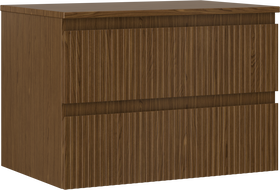 Mexen Rivel bathroom cabinet with countertop 70 cm, 2 drawers, grooved, walnut - 91A20-07047-2-BFFC86