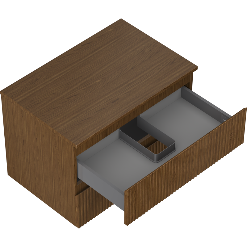 Mexen Rivel bathroom cabinet for washbasin 70 cm with countertop, 2 drawers, grooved, walnut - 91A20-07047-2-BFFC86