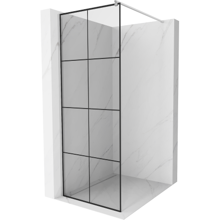 Mexen Kioto Walk-in Shower Screen 80 x 200 cm, Black Grid 8 mm, Chrome - 800-080-101-01-77