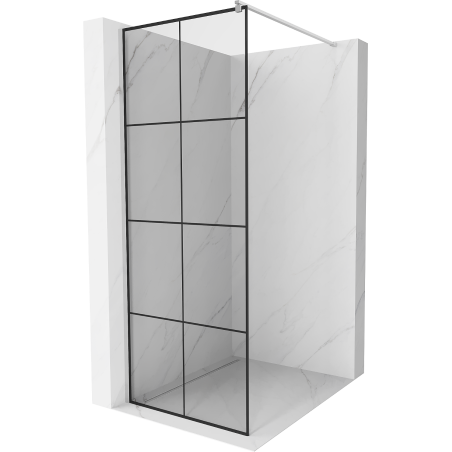Mexen Kioto Walk-in Shower Wall 80 x 200 cm, Black Grid 8 mm, Chrome - 800-080-101-01-77