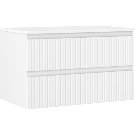 Mexen Rivel bathroom cabinet for under sink 80 cm with countertop, 2 drawers, grooved, matte white - 91A20-08047-2-BFFC01