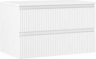 Mexen Rivel bathroom cabinet for under sink 80 cm with countertop, 2 drawers, grooved, matte white - 91A20-08047-2-BFFC01