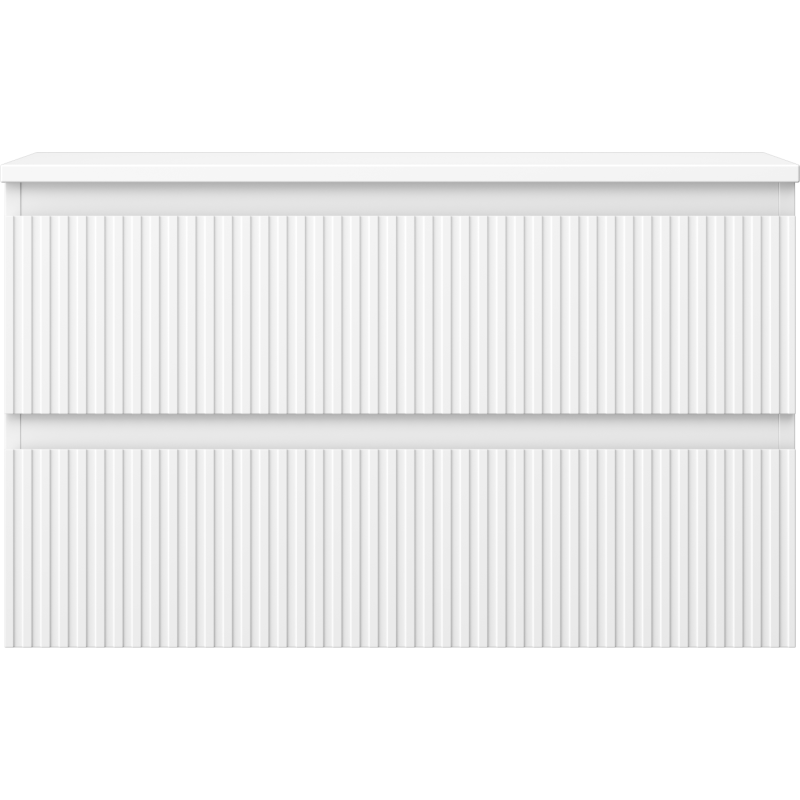 Mexen Rivel bathroom cabinet for washbasin 80 cm with countertop, 2 drawers, grooved, white matt - 91A20-08047-2-BFFC01