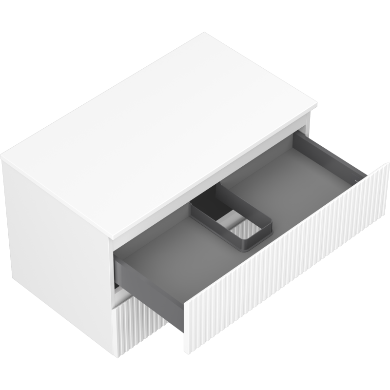 Mexen Rivel bathroom cabinet for washbasin 80 cm with countertop, 2 drawers, grooved, white matt - 91A20-08047-2-BFFC01