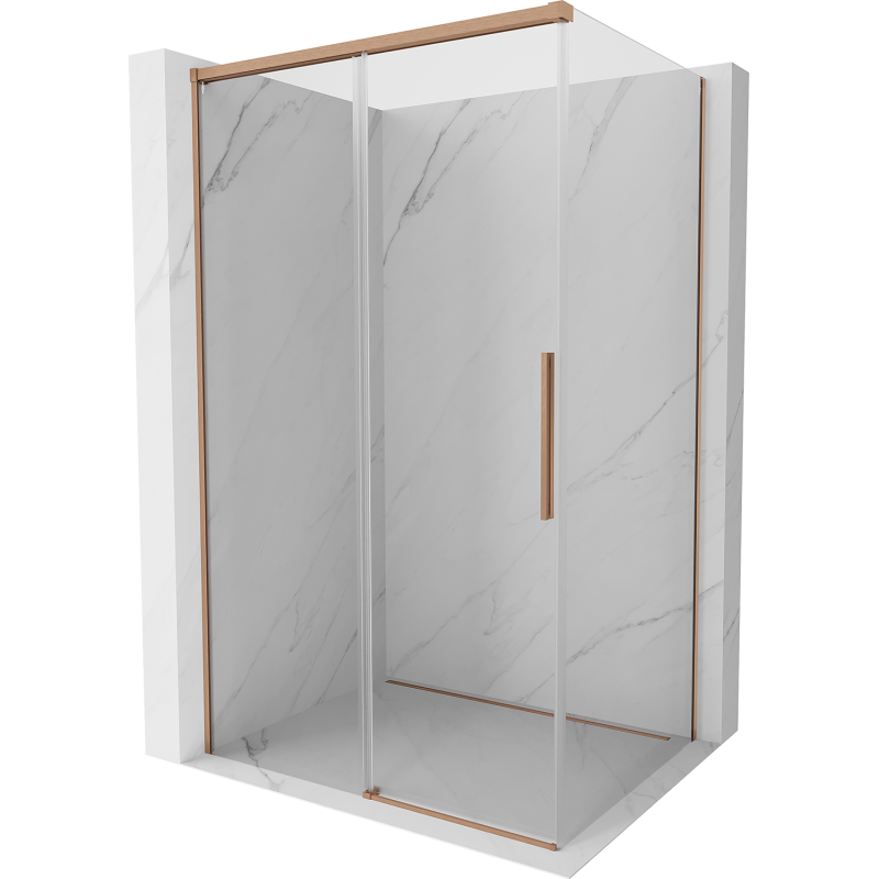 Mexen Rox sliding shower enclosure 150 x 85 cm, transparent, brushed copper - 8C2-150-085-65-00