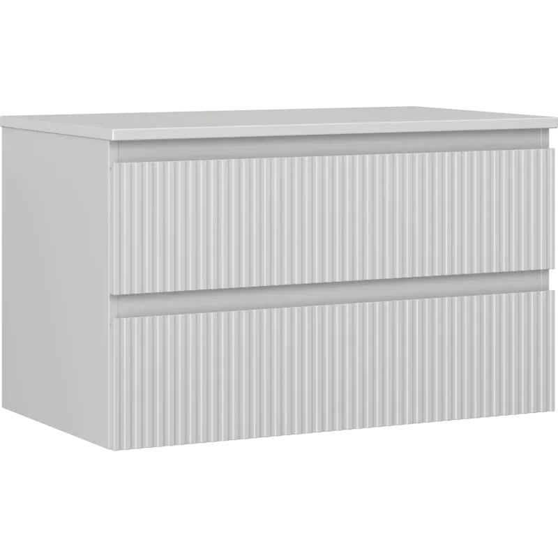 Mexen Rivel 80 cm Vanity Unit with Countertop, 2 Drawers, Fluted, Matte Grey - 91A20-08047-2-BFFC62