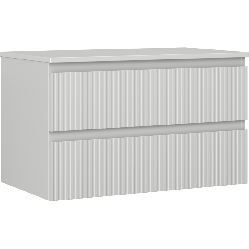 Mexen Rivel bathroom cabinet with countertop 80 cm, 2 drawers, grooved, matte gray - 91A20-08047-2-BFFC62