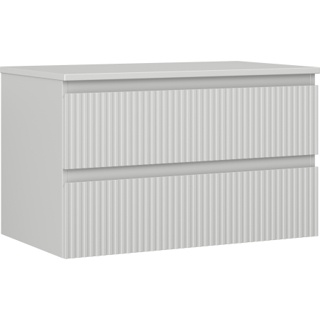 Mexen Rivel 80 cm Vanity Unit with Countertop, 2 Drawers, Fluted, Matte Grey - 91A20-08047-2-BFFC62