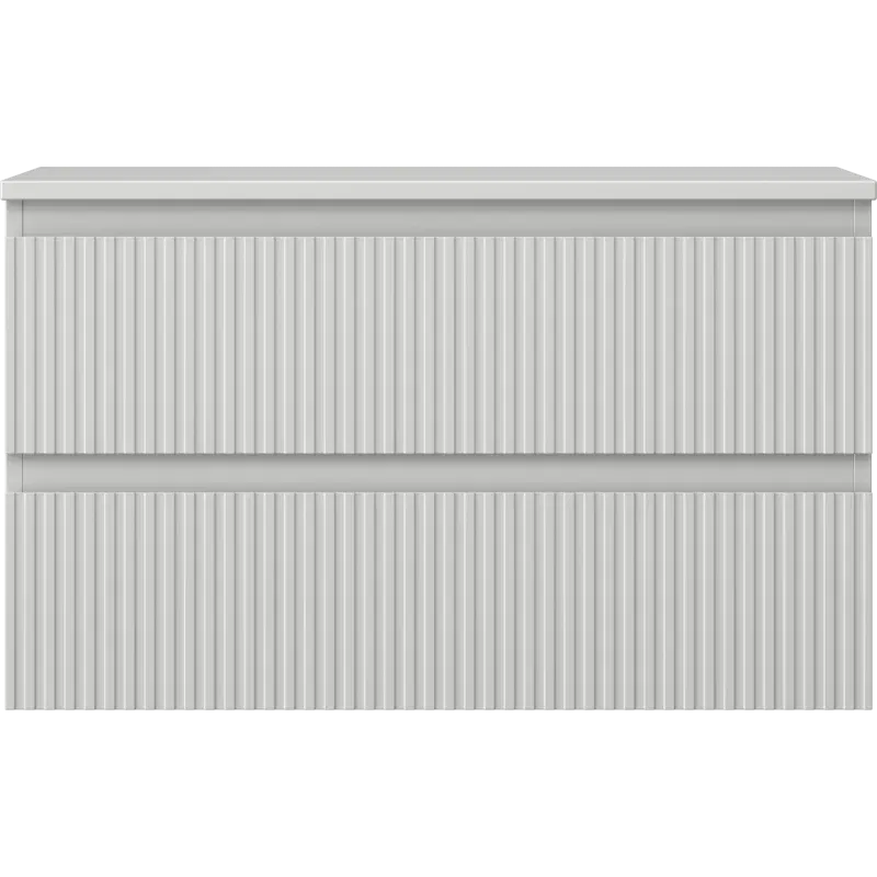 Mexen Rivel 80 cm Vanity Unit with Countertop, 2 Drawers, Fluted, Matte Grey - 91A20-08047-2-BFFC62