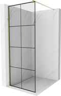 Mexen Kioto Walk-in Shower Wall 70 x 200 cm, Black Grid 8 mm, Gold - 800-070-101-50-77