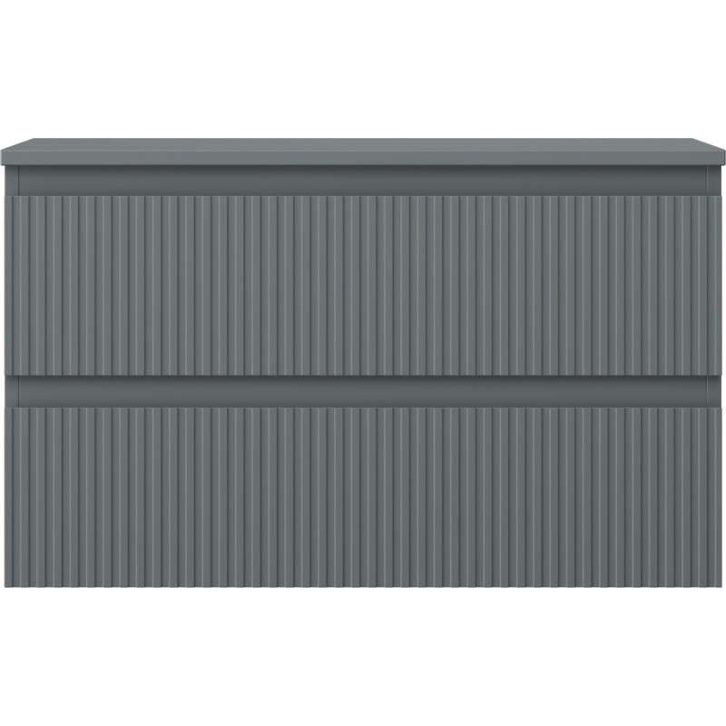 Mexen Rivel 80 cm Bathroom Cabinet Under Sink with Countertop, 2 Drawers, Grooved, Matte Graphite - 91A20-08047-2-BFFC66