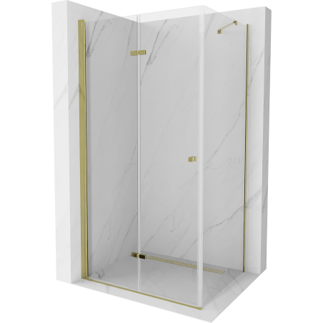 Mexen Lima folding shower cubicle 100 x 70 cm, Transparent, Gold - 856-100-070-50-00