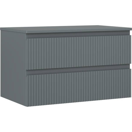 Mexen Rivel 80 cm Bathroom Cabinet Under Sink with Countertop, 2 Drawers, Grooved, Matte Graphite - 91A20-08047-2-BFFC66
