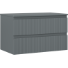 Mexen Rivel 80 cm Bathroom Cabinet Under Sink with Countertop, 2 Drawers, Grooved, Matte Graphite - 91A20-08047-2-BFFC66