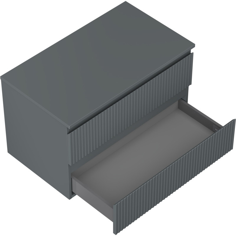 Mexen Rivel 80 cm Bathroom Cabinet Under Sink with Countertop, 2 Drawers, Grooved, Matte Graphite - 91A20-08047-2-BFFC66