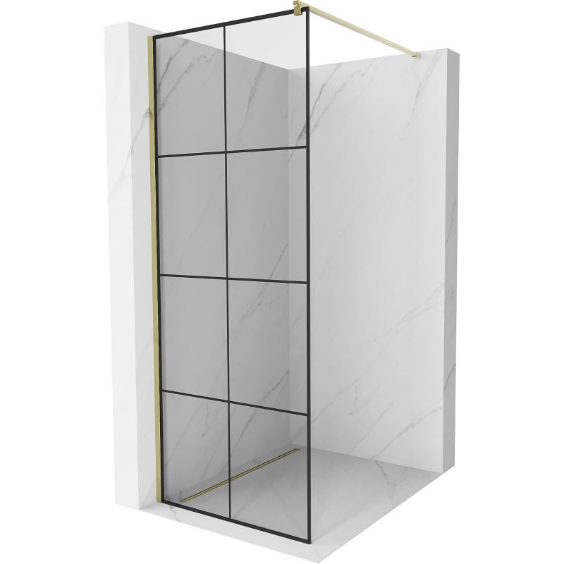 Mexen Kioto shower screen 80 x 200 cm, Transparent/Black pattern 8 mm, Gold - 800-080-101-50-77