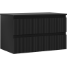 Mexen Rivel 80 cm Bathroom Cabinet with Countertop, 2 Drawers, Fluted, Black Matte - 91A20-08047-2-BFFC71