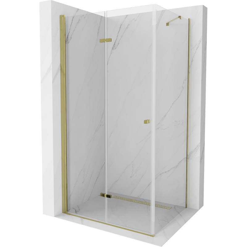 Mexen Lima folding shower cubicle 100 x 80 cm, Transparent, Gold - 856-100-080-50-00