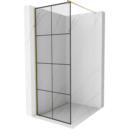 Mexen Kioto shower screen 90 x 200 cm, Transparent/Black pattern 8 mm, Gold - 800-090-101-50-77