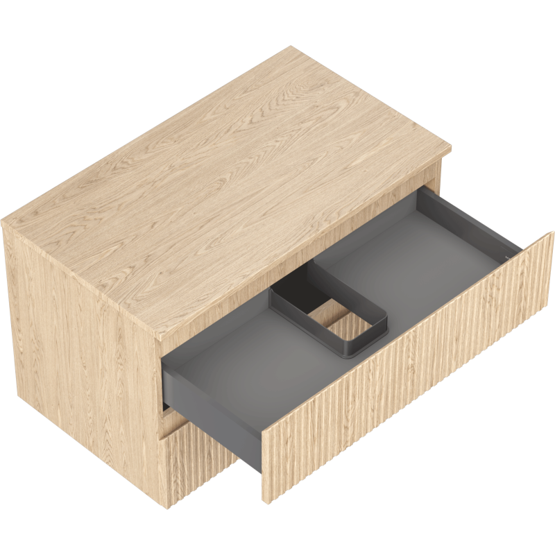 Mexen Rivel Bathroom Cabinet 80 cm with Countertop, 2 Drawers, Grooved, Oak - 91A20-08047-2-BFFC81