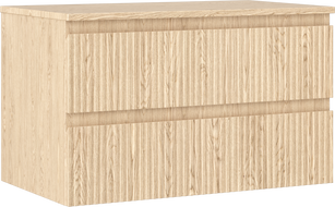 Mexen Rivel bathroom cabinet for under sink 80 cm with countertop, 2 drawers, fluted, oak - 91A20-08047-2-BFFC81