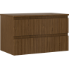 Mexen Rivel bathroom cabinet 80 cm with countertop, 2 drawers, grooved, walnut - 91A20-08047-2-BFFC86