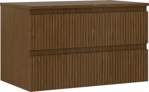 Mexen Rivel 80 cm bathroom cabinet with countertop, 2 drawers, fluted, walnut - 91A20-08047-2-BFFC86