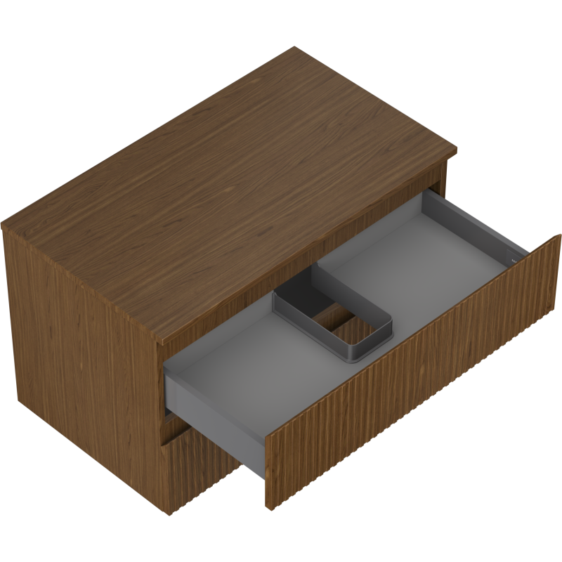 Mexen Rivel 80 cm bathroom cabinet with countertop, 2 drawers, fluted, walnut - 91A20-08047-2-BFFC86