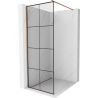 Mexen Kioto Walk-in Shower Wall 70 x 200 cm, Black Grid 8 mm, Rose Gold - 800-070-101-60-77
