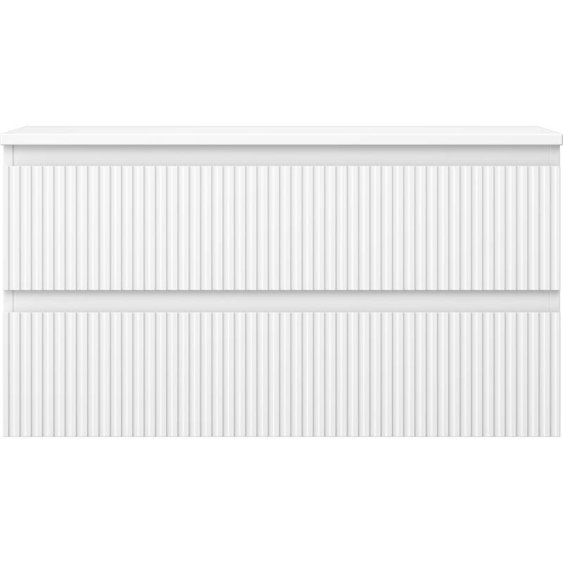 Mexen Rivel 90 cm Bathroom Cabinet with Countertop, 2 Drawers, Grooved, Matte White - 91A20-09047-2-BFFC01