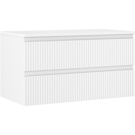 Mexen Rivel bathroom cabinet under-sink 90 cm with countertop, 2 drawers, grooved, white matte - 91A20-09047-2-BFFC01